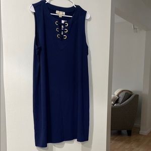 Michael Kors Blue Sleeveless Sheath Dress Midi